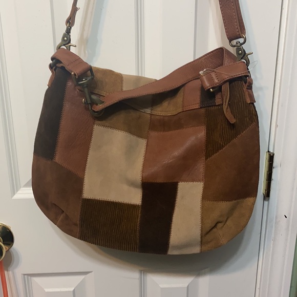 🔥🔥Free People 🔥🔥Prague Patchwork Messenger Bag Purse Leather Suede - Picture 8 of 16